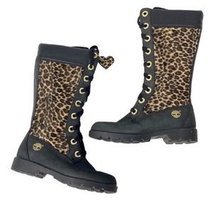 TIMBERLAND Combat Cheetah Leather Boots